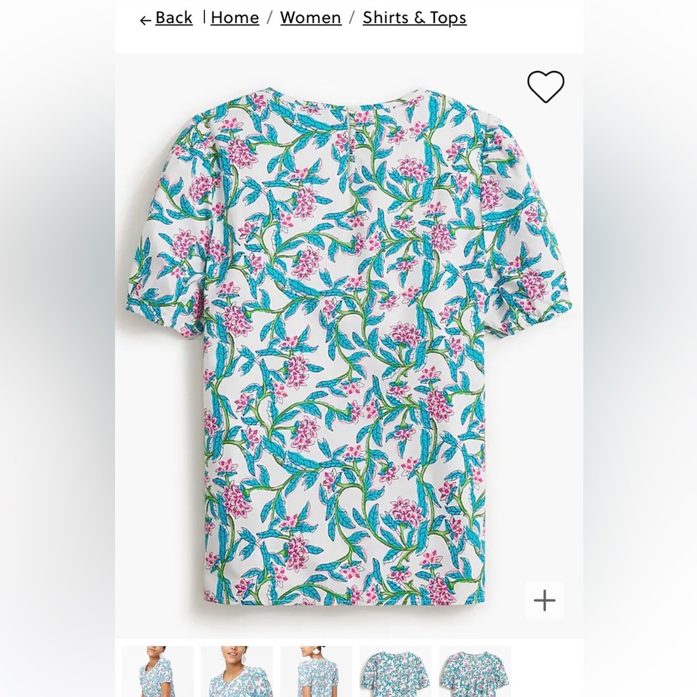 NWT J Crew Factory puffy sleeve floral shirt size S